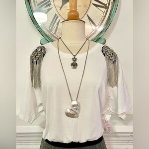 Ms. BLING Elegant White Blouse with Embellished